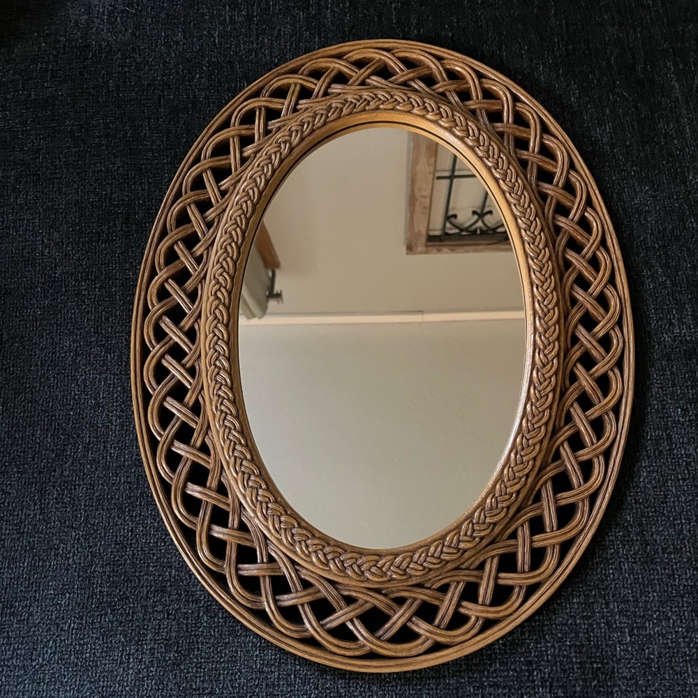 Vintage Homco Dart 1978 Faux Rattan MCM Mirror